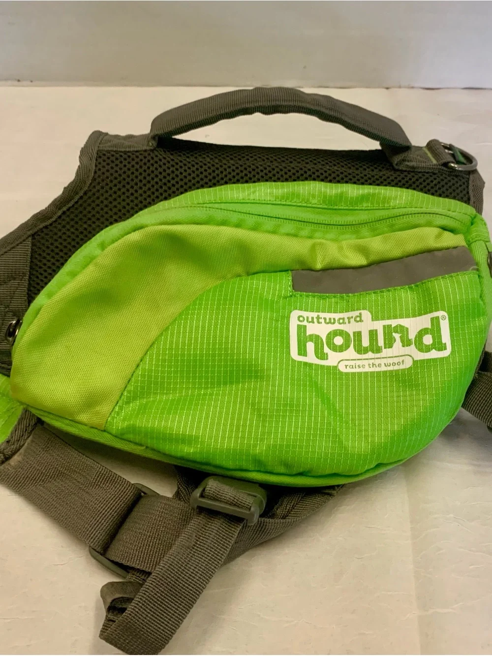 Dog Backpack Harness Hiking Saddlebag Outward Hound Zipper Pockets Green Large